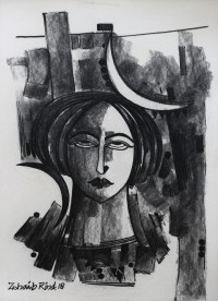 Zohaib Rind, 12 x 16 Inch, Charcoal on Paper, Figurative Painting, AC-ZR-092
